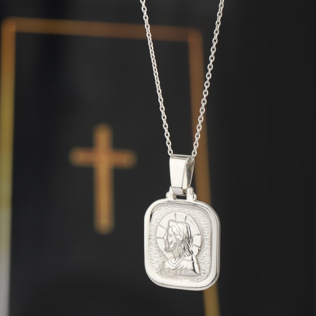 Vanbelle Sterling Silver Jewelry Jesus Medal Prayer Pendant Necklace